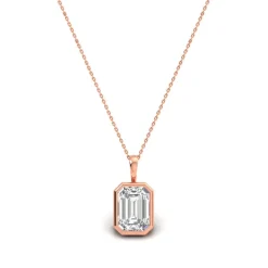 Rose Gold Emerald-Cut Solitaire Diamond Pendant