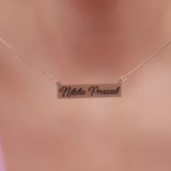 Rose Gold Engraved Pendant with Box Chain