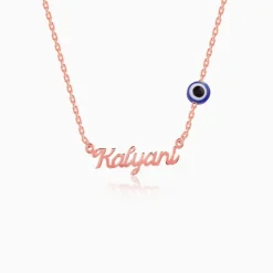 Rose Gold Evil Eye Personalised Name Necklace