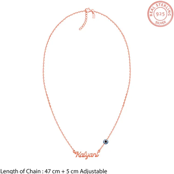 Rose Gold Evil Eye Personalised Name Necklace