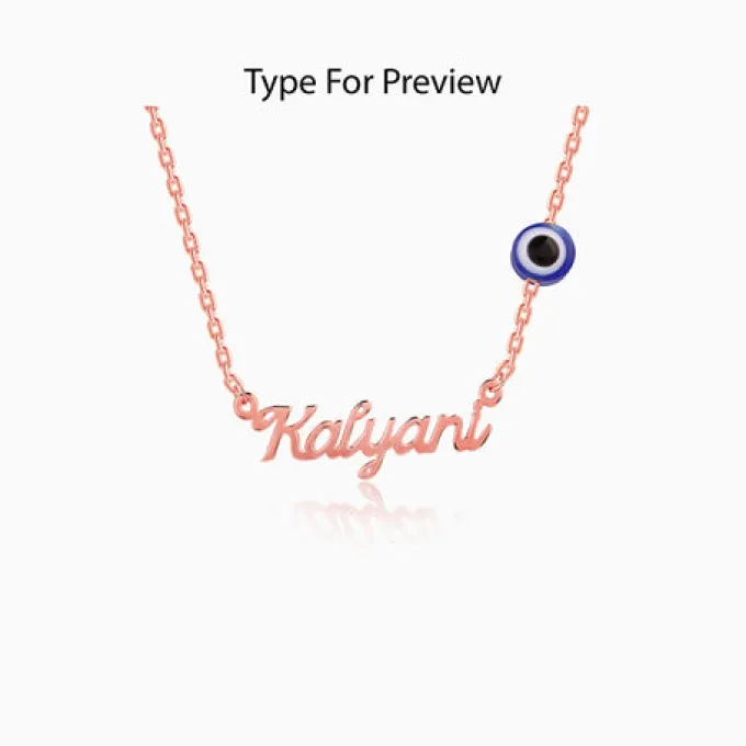 Rose Gold Evil Eye Personalised Name Necklace