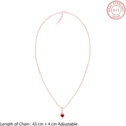 Rose Gold Falling Dew in Red Pendant With Link Chain