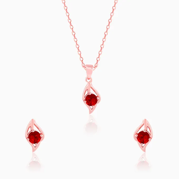 Rose Gold Falling Dew in Red Set