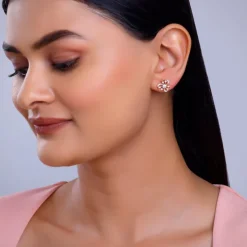 Rose Gold Floral Bae Lab Grown Diamond Earrings