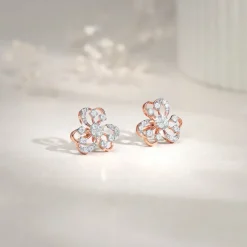 Rose Gold Floral Bae Lab Grown Diamond Earrings
