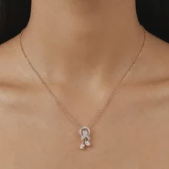 Rose Gold Floral Bond Lab Grown Diamond Pendant