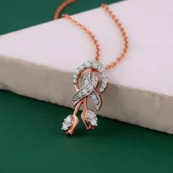 Rose Gold Floral Bond Lab Grown Diamond Pendant