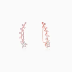 Rose Gold Floral Branch Ear Cuffs