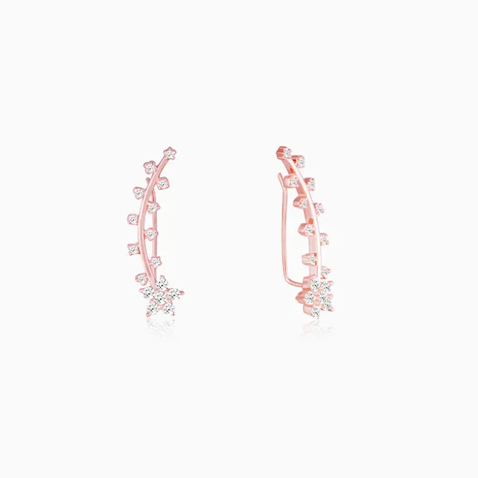 Rose Gold Floral Branch Ear Cuffs