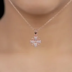 Rose Gold Floral Dreams Pendant With Link Chain