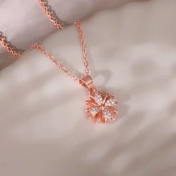 Rose Gold Floral Dreams Pendant With Link Chain