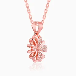 Rose Gold Floral Dreams Pendant With Link Chain