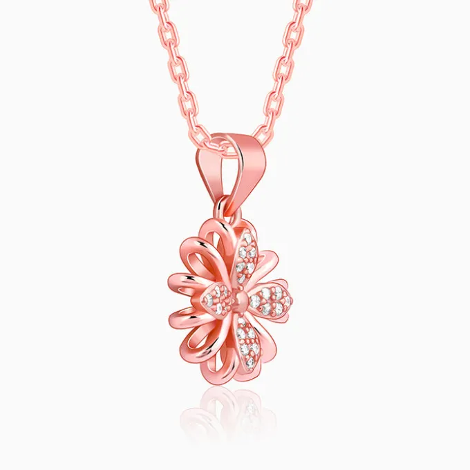 Rose Gold Floral Dreams Pendant With Link Chain