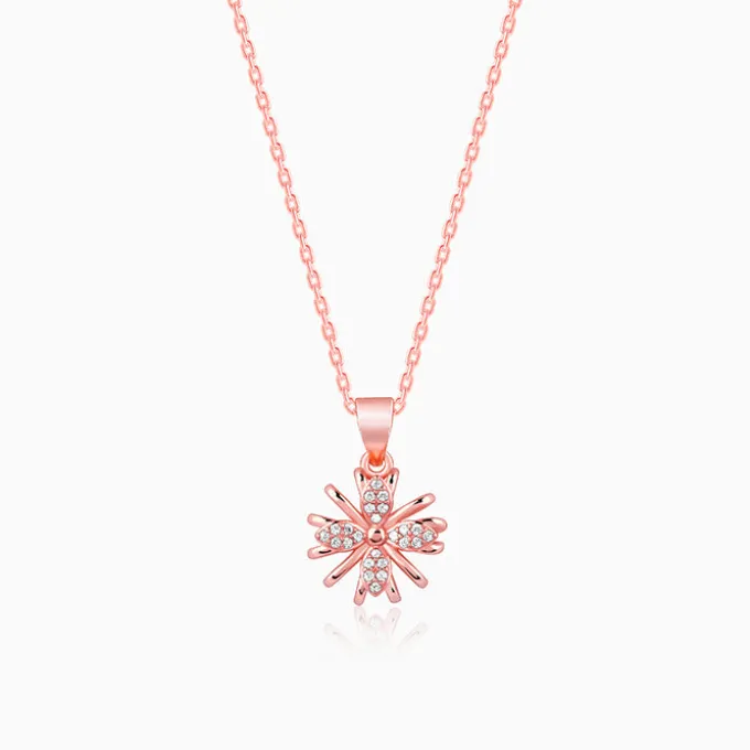 Rose Gold Floral Dreams Pendant With Link Chain