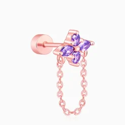 Rose Gold Floral Ear Piercings Set