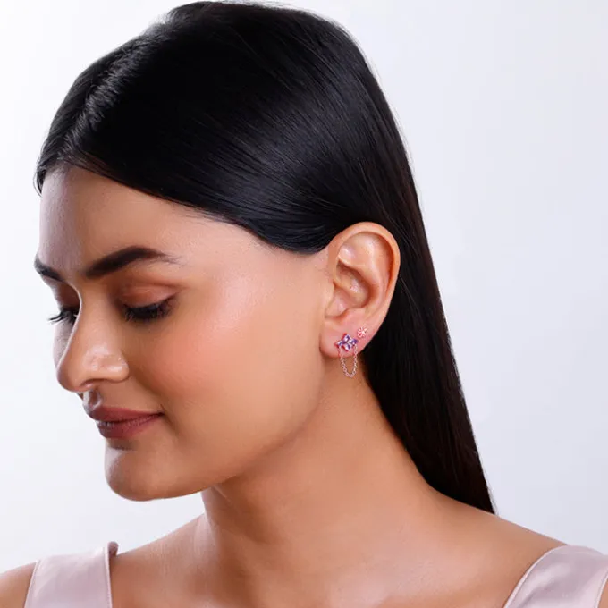Rose Gold Floral Ear Piercings Set