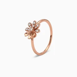 Rose Gold Floral Face Ring (Size 12)