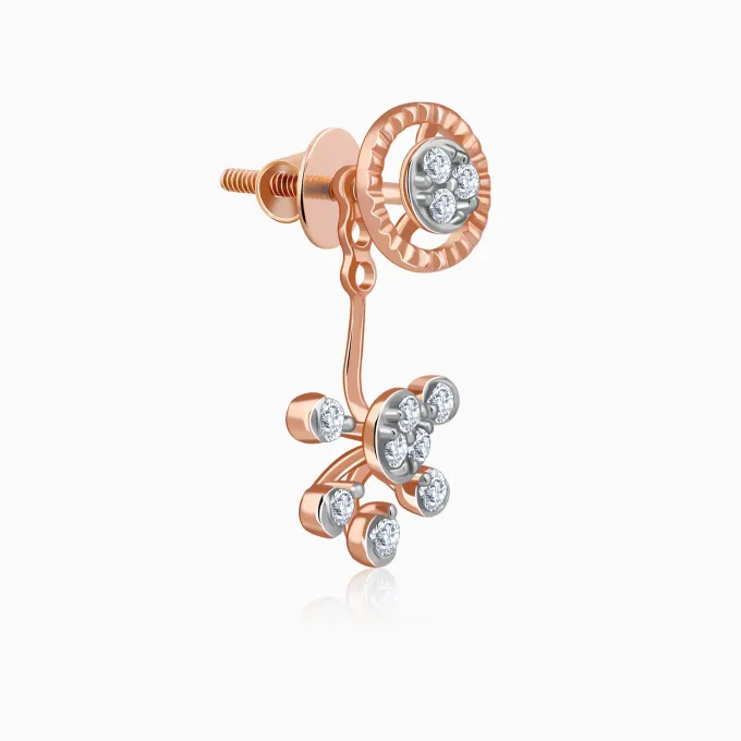 Rose Gold Floral Glam Lab Grown Diamond Earrings