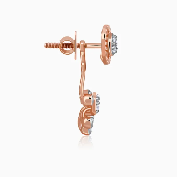 Rose Gold Floral Glam Lab Grown Diamond Earrings