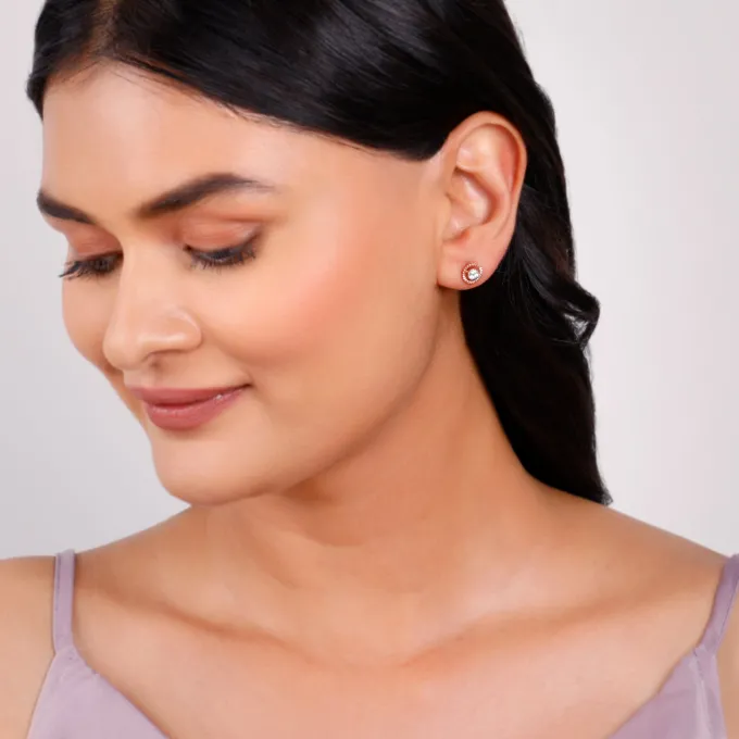 Rose Gold Floral Glam Lab Grown Diamond Earrings