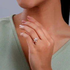 Rose Gold Floral Glam Lab Grown Diamond Ring