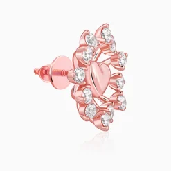Rose Gold Floral Grace Heart Studs