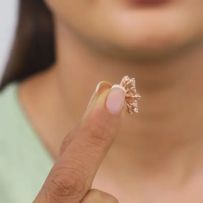 Rose Gold Floral Grace Heart Studs