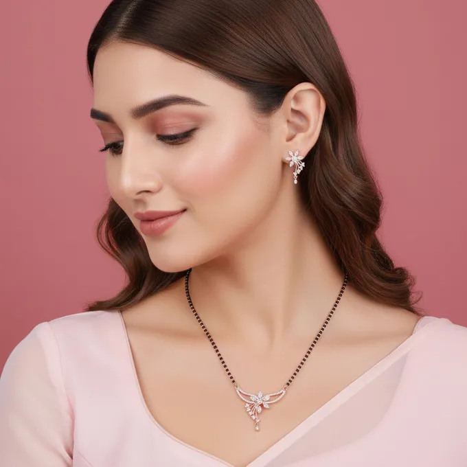 Rose Gold Floral Love Bond Mangalsutra Set