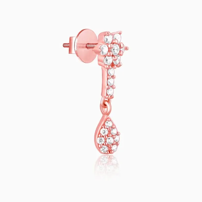 Rose Gold Floral Shine Earrings