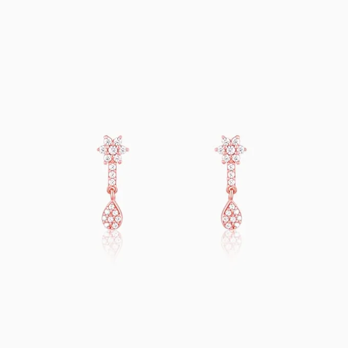 Rose Gold Floral Shine Earrings