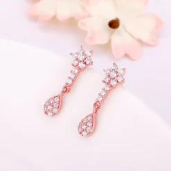 Rose Gold Floral Shine Earrings