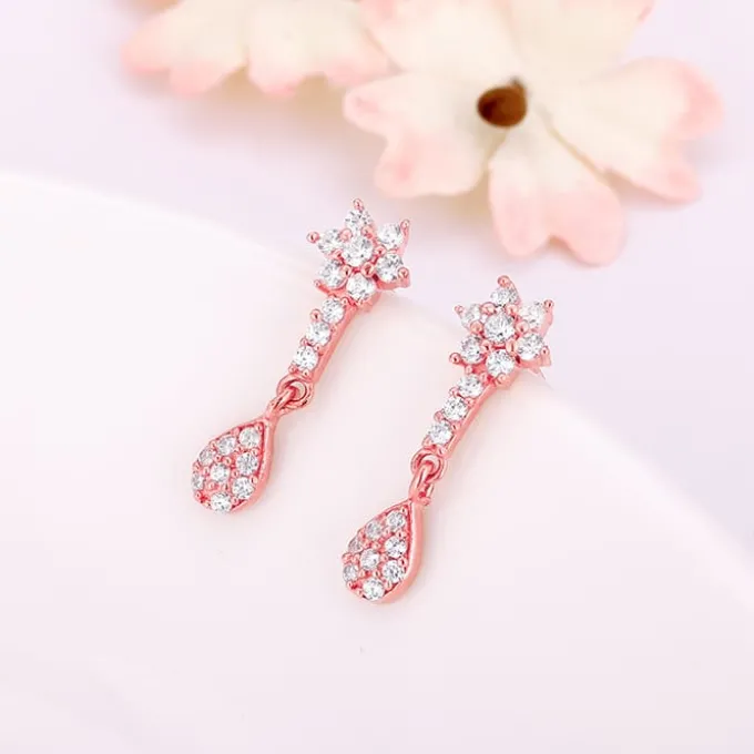 Rose Gold Floral Shine Earrings