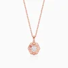 Rose Gold Floral Solitaire Pendant With Link Chain