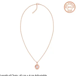 Rose Gold Floral Solitaire Pendant With Link Chain