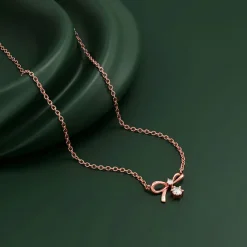 Rose Gold Floret Bow Necklace