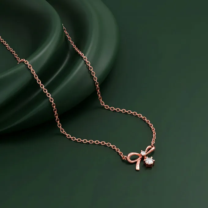 Rose Gold Floret Bow Necklace