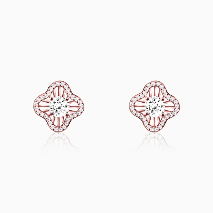 Rose Gold Flower Blossom Earrings