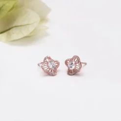 Rose Gold Flower Blossom Earrings