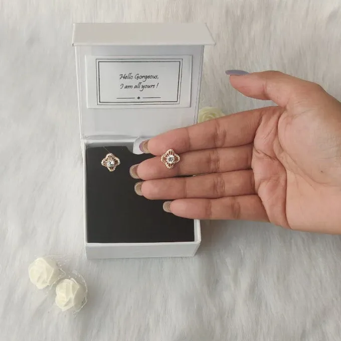 Rose Gold Flower Blossom Earrings