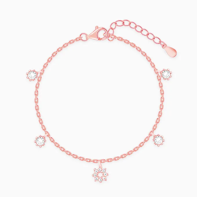 Rose Gold Flower Charm Bracelet