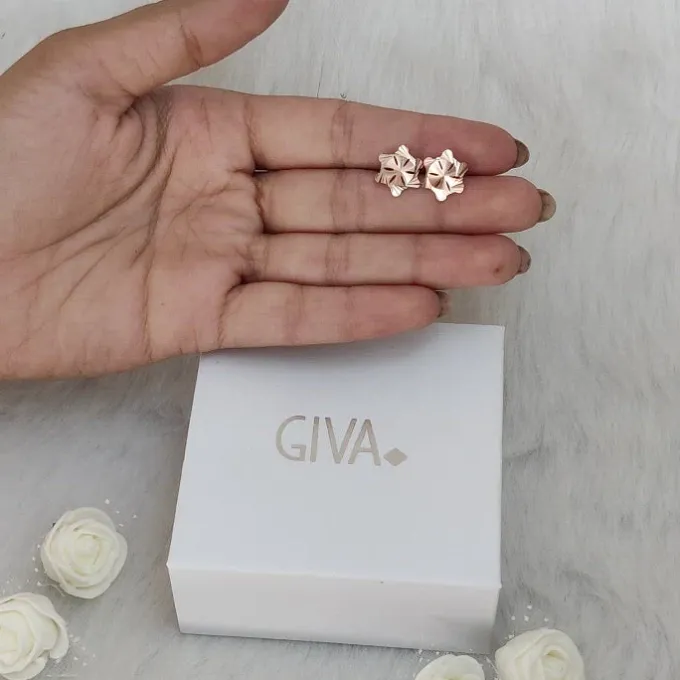 Rose Gold Flower Stud Earrings