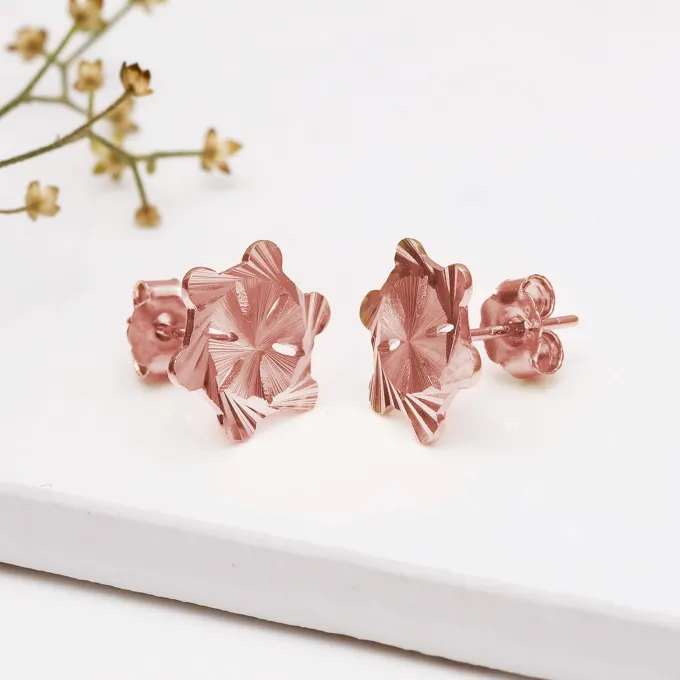 Rose Gold Flower Stud Earrings