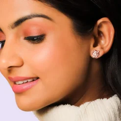 Rose Gold Flower Stud Earrings