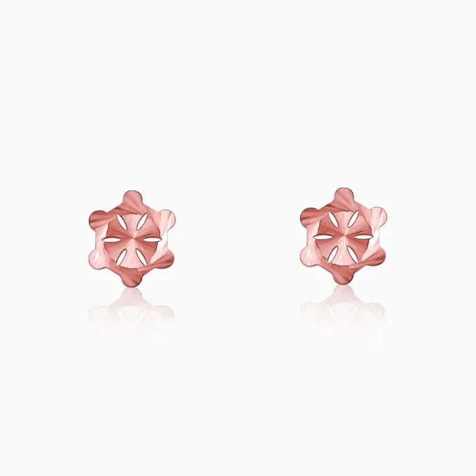 Rose Gold Flower Stud Earrings
