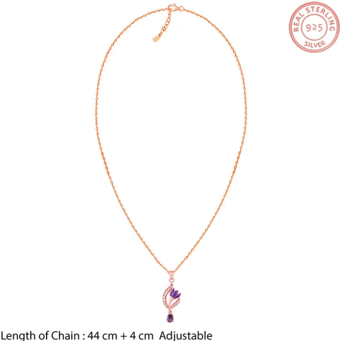 Rose Gold Flowing Crocus Pendant with Link Chain