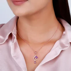 Rose Gold Flowing Crocus Pendant with Link Chain