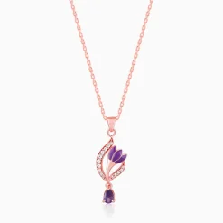 Rose Gold Flowing Crocus Pendant with Link Chain