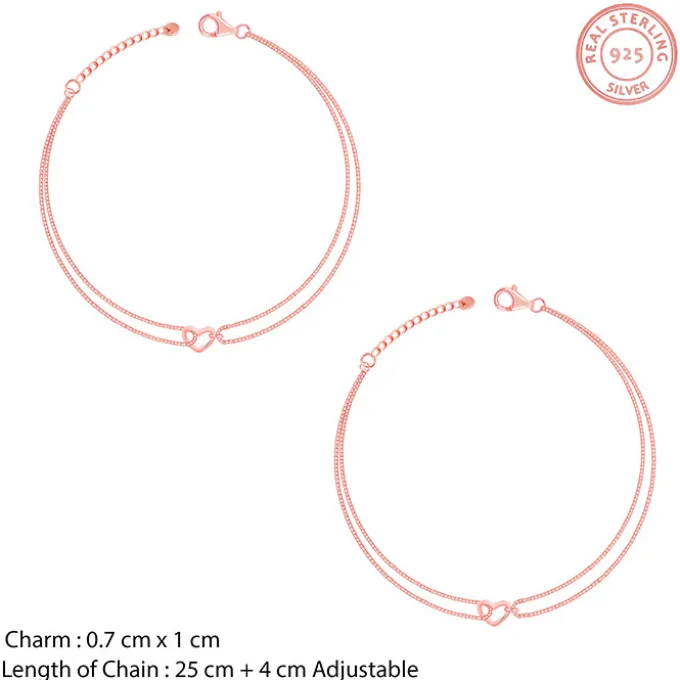 Rose Gold Follow Love Layered Anklet