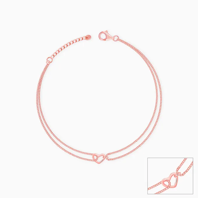 Rose Gold Follow Love Layered Anklet