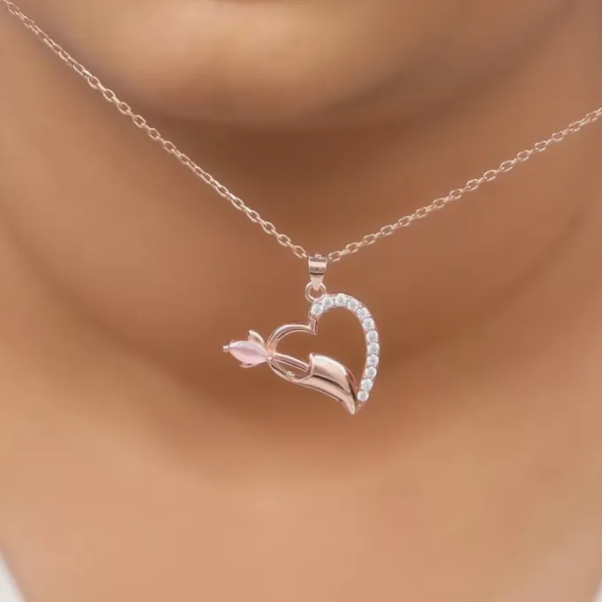 Rose Gold Forevermore Pendant With Link Chain